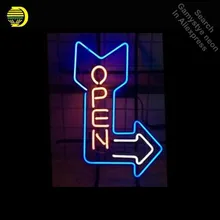 Неоновый светильник с открытой стрелкой, неоновая вывеска, Настоящая стеклянная трубка, пивной бар, паб, светильник, вывеска для магазина, дизайн ручной работы, знаковый знак