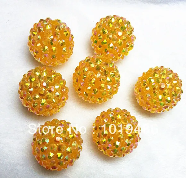 

20MM gold color 100pcs / lot Chunky Resin Rhinestone Beads,Bling Resin Ball Beads, (effect of jelly bead B16)