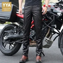 High Quality Men Pants Fashion Genuine Leather Mens Trousers Slim Fit Motorcycle Trousers Casual Pocket Men Pencil Pants