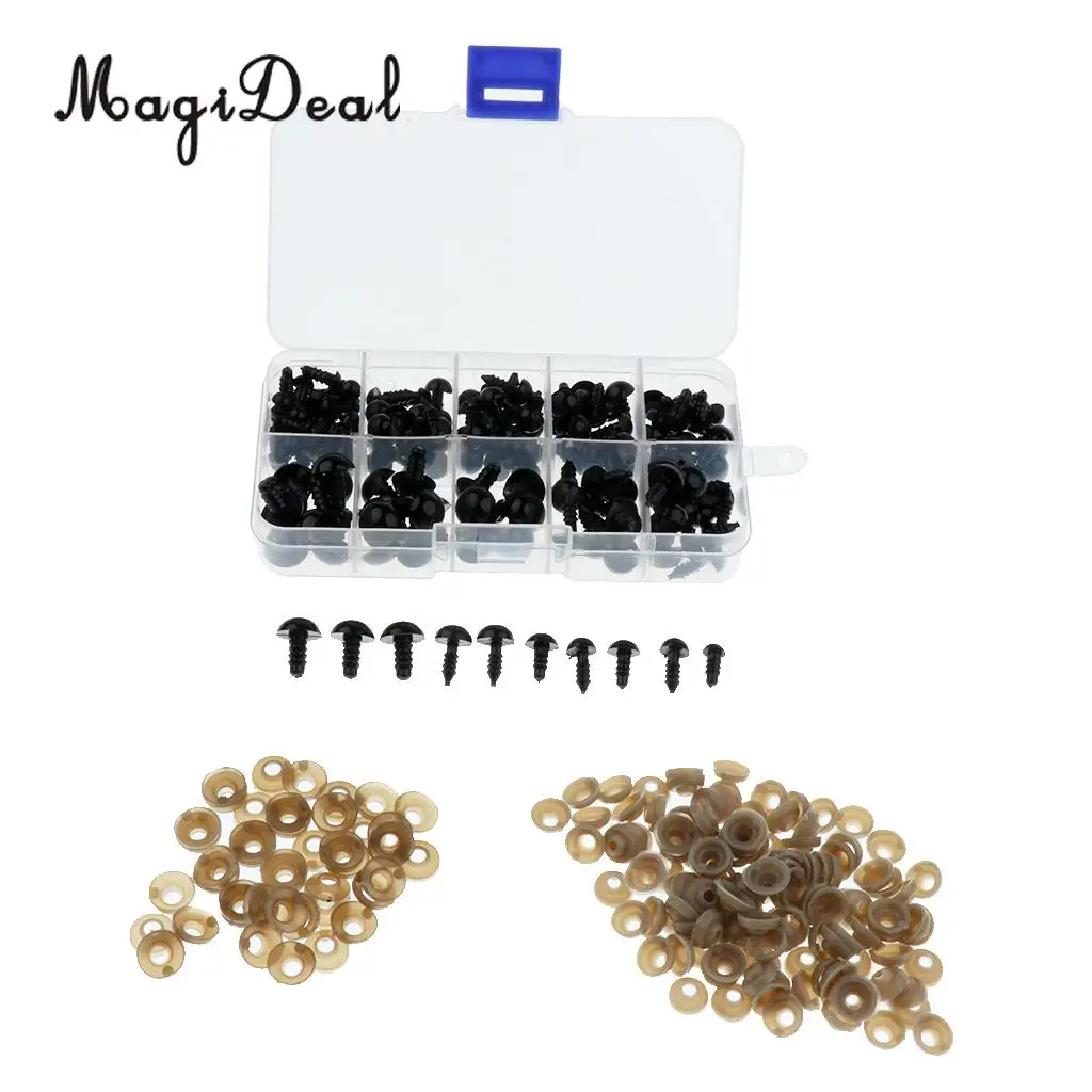 MagiDeal 142Pcs/Lot Plastic Safety Eyes for Teddy Bear Doll Craft Plush Animal DIY Hand Making Toys