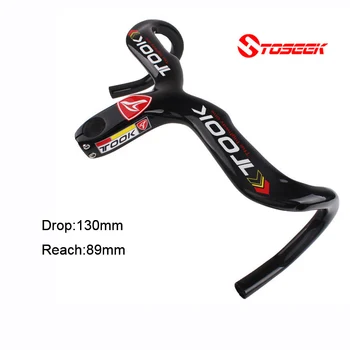 

TOSEEK Carbon Fiber Bicycle Handlebar Lightweight Bicycle Accessories Road Parts Integrated Road Bike Handlebar 400/420/440mm