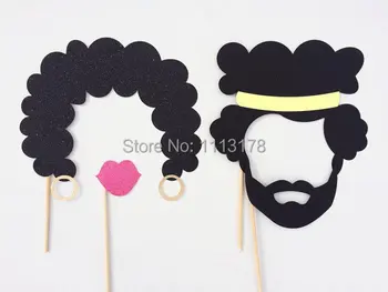 

1970's Photo Booth Props; Afros Photobooth Props; 70s Hippie Birthday Party Favor masks