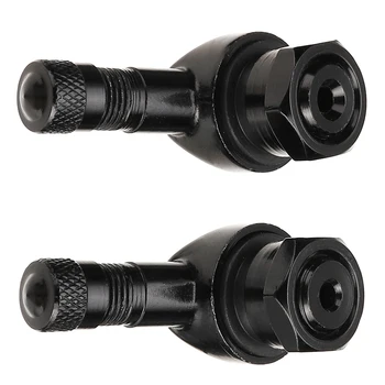 

2pcs Valves Black Motorcycle 90 Degree Replacement Aluminum Alloy Spare 1.13cm Leak-proof