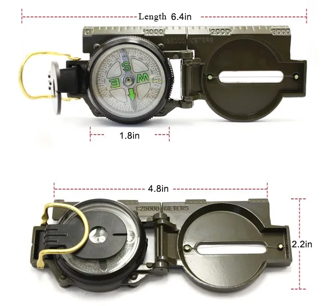 Eyeskey портативный армейский зеленый компас со складной линзой металлический армейский Marching Lensatic кемпинг компас