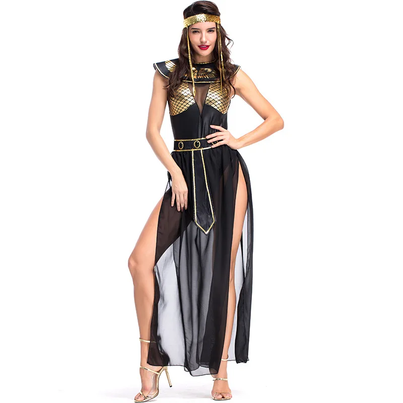 Umorden Carnival Party Halloween Egyptian Cleopatra Costume Women Adult Egypt Queen Cosplay Costumes Sexy Golden Fancy Dress