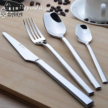 

4Pcs/lot New German style High-grade polished 18/10 stainless steel silver white dinnerware cutlery set 1xknife 2xspoons 1xfork