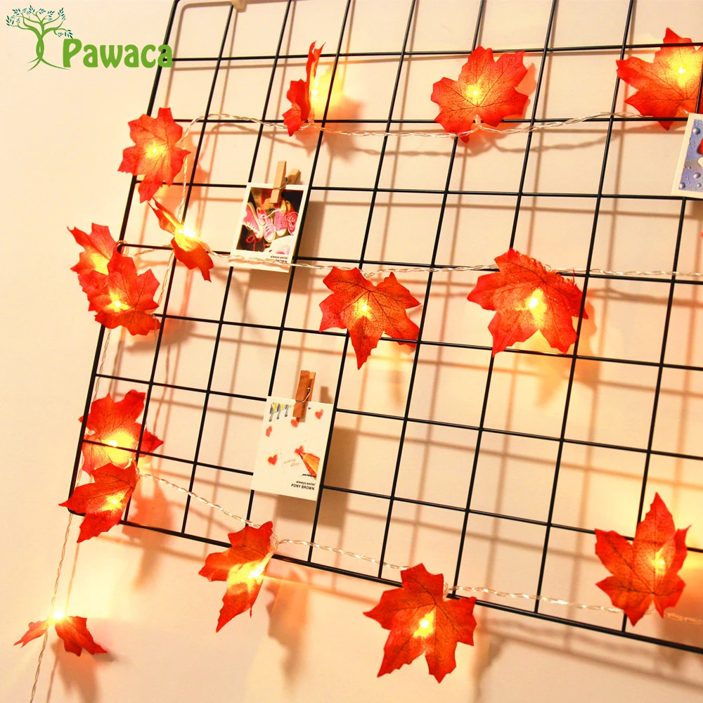 

3m 20 LED Maple Leaf Vine Artificial Plants Artificial Hanging Decorations for Bedroom&Photo Wall Garden Festive Party Supplies