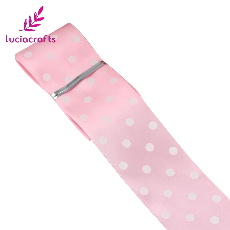 Lucia crafts 40 мм 5 ярдов/партия Рождественская атласная лента для рукоделия художественная швейная отделка Лента для обертывания украшения аксессуары T0205 - Цвет: Pink