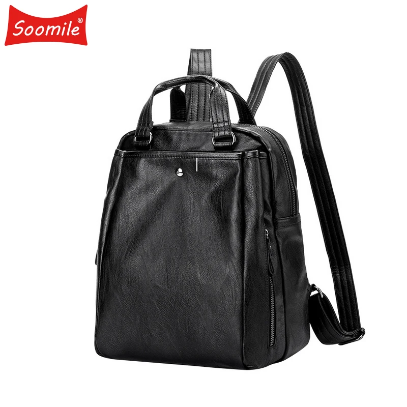 

Soomile New Genuine leather Women Backpacks leather Backpacks student bags For Teenagers Girls Female Travel Back Pack kanken