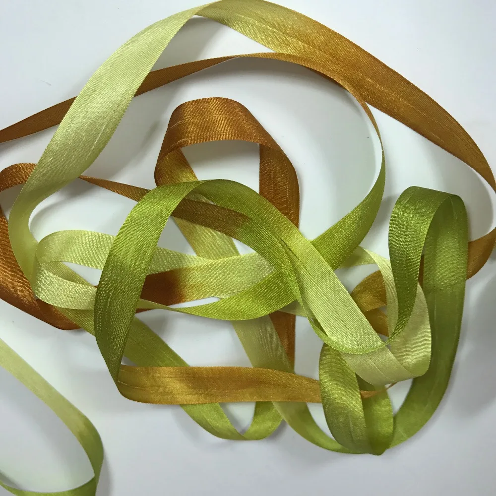 13mm variegated color 100 pure silk woven double face silk ribbons for