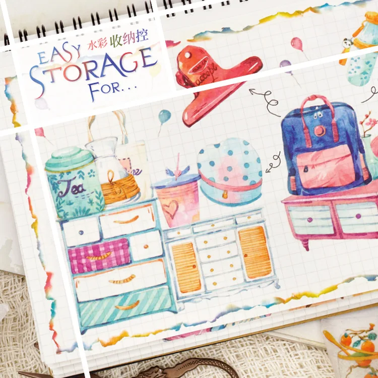 

2pc/lot Watercolor case bag Bottle File buckle Cabinet Box pot Clip needle seal Washi Tape DIY Planner Scrapbooking Masking Tape
