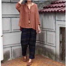 New products listed in the summer of 2015, the brand quality original design loose big yards asymmetric 100% cotton linen shirt