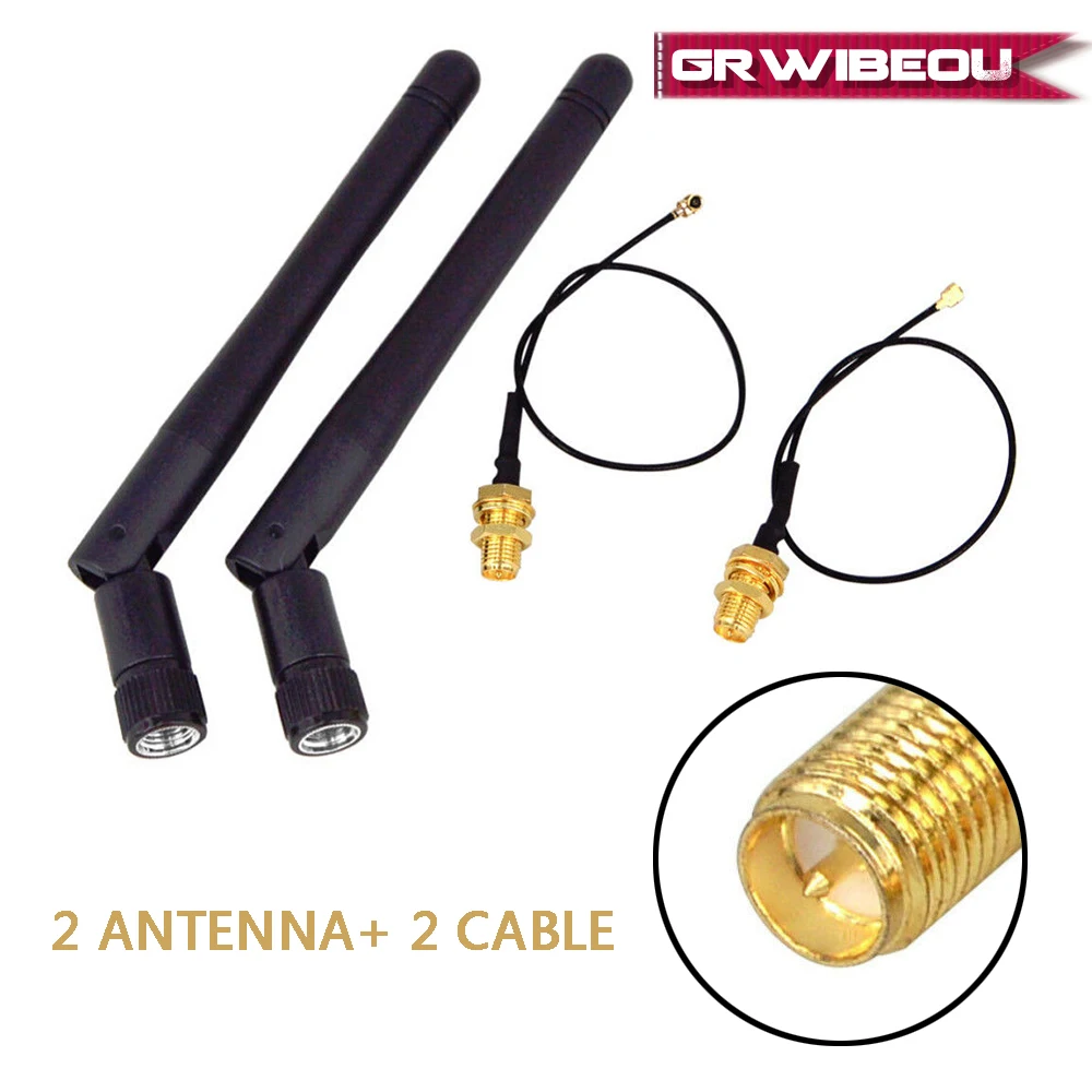 

10cm PCI UFL IPX to RP SMA Pigtail Cable For Wireless Router GRWIBEOU 2.4GHz 3dBi WiFi Antenna RP-SMA Male Wireless Router With
