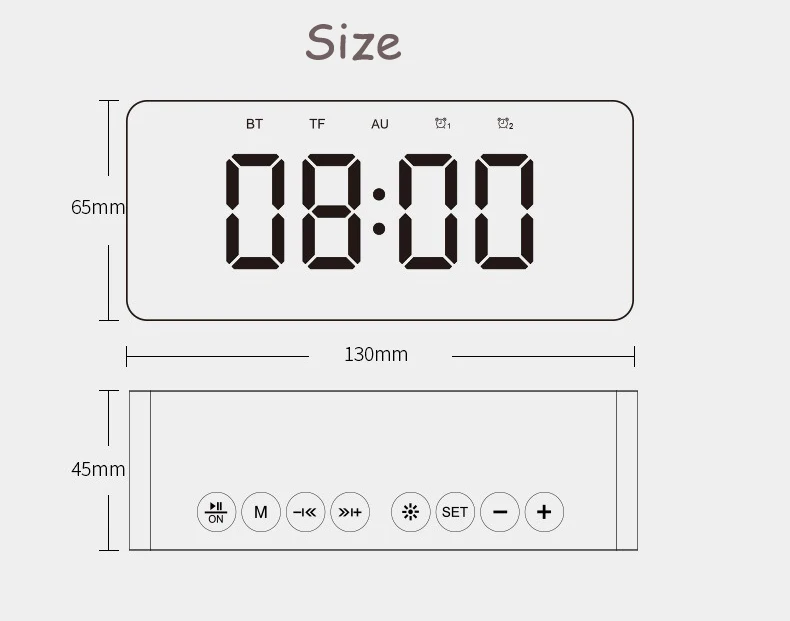 Bluetooth 5,0 портативный беспроводной светодиодный цифровой будильник стерео звук Bluetooth динамик, отображение времени поддержка TF AUX с Micphone