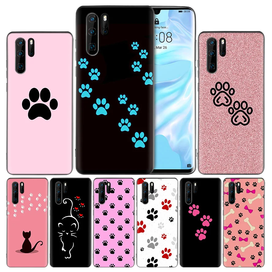 

cat Dog paw design Silicone Case Cover for Huawei Mate 20 10 P30 P20 P10 Lite Pro P Smart Plus 2019 Enjoy 9S 9E Nova 4E