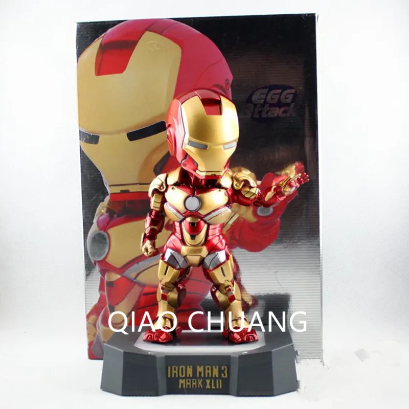

The Avengers SUPER HERO Universe Tony Stark Gold Iron Man 3 Q-version MK42 Robert Downey Jr PVC Action Figure Model Toy G583
