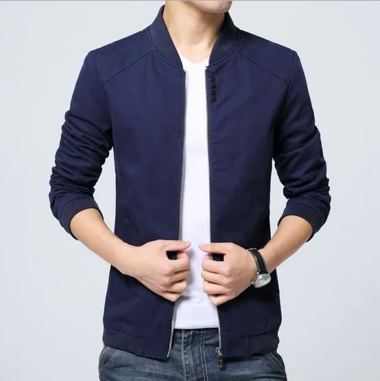 Korean Fashion Spring Autumn Outwear Jacket Men Plus Size Mens Streetwear Jackets Brand Coats Male Black Blue Khaki Red XXXXL