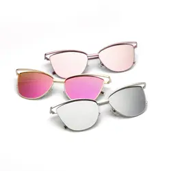 Солнцезащитные очки Для женщин 2018 Для женщин металлический каркас Розовый Солнцезащитные очки кошачий глаз Дизайн очки UV400 защитные очки