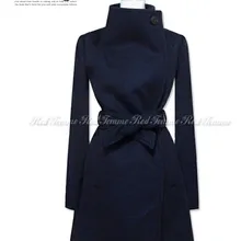 Модная женская шерстяная куртка в британском стиле, новинка, зимнее женское простое атмосферное длинное пальто, шерстяное пальто с отворотом, верхняя одежда с поясом