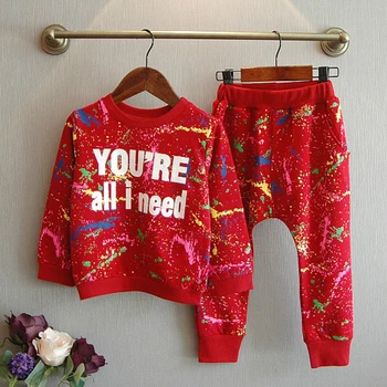 2019 new fashion girls tracksuit baby kids sport clothes set coloful letter printed children suit clothing set for 2-7years old 5