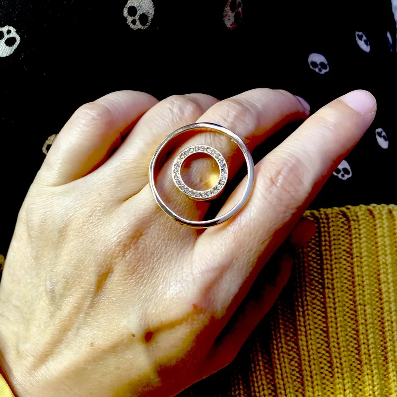 F. J4Z модное дизайнерское кольцо на палец для женщин, рок большой круг, Geo кольца, стразы, женские кольца, ювелирные изделия, anillos de mujeres - Цвет основного камня: No.1