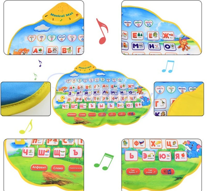 Детский обучающий коврик для раннего образования, забавный алфавитный коврик, игрушка на русском языке, фонетический звуковой ковер, игрушка ABC