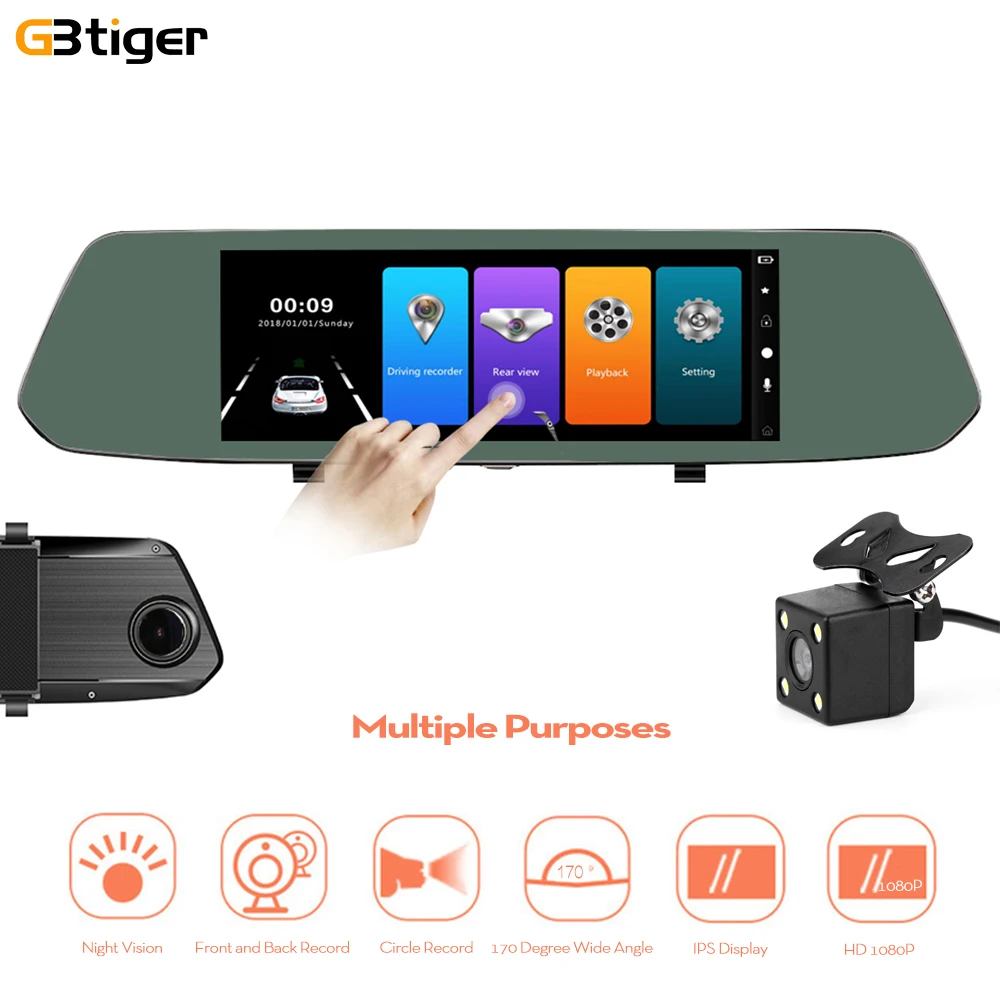 

H33 Car DVR Dash Camera 170 Degree 1080P HD Gravity Sensor Night Vision Rear View Mirror Parking Monitor Car Driving Recorder