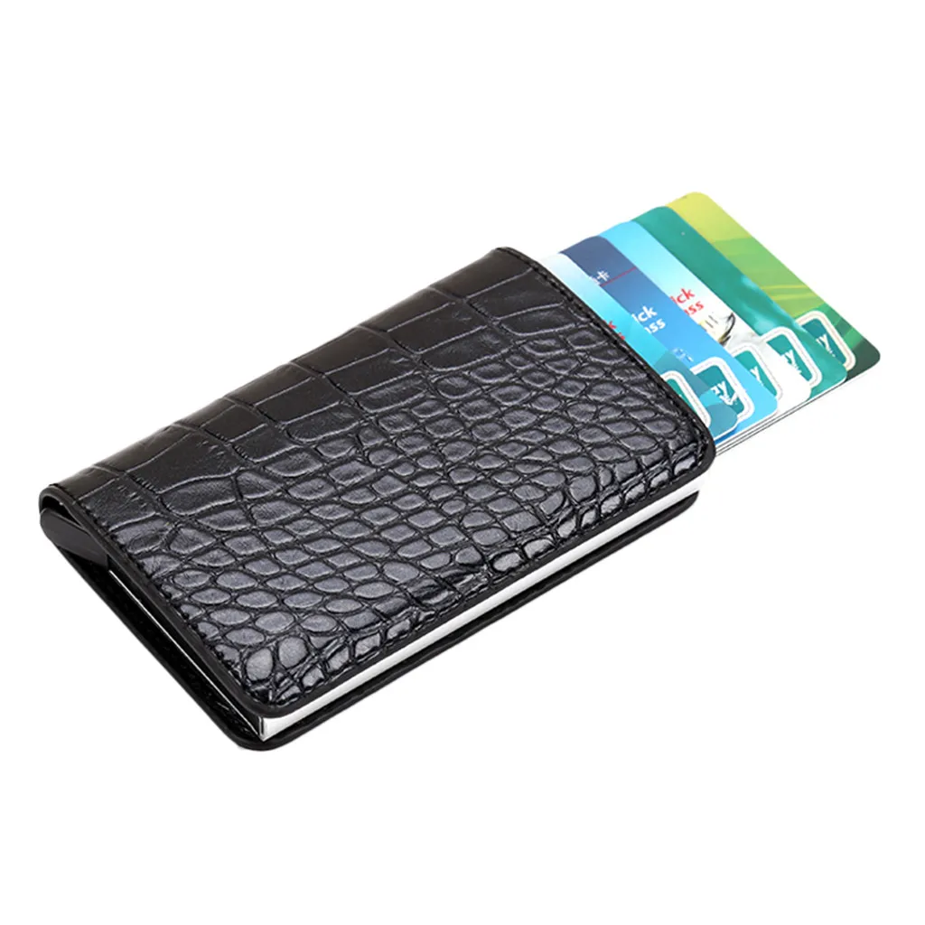 

High-Grade Crocodile Skin Print Credit Card Holder Snake Skin Carbon Fiber Business Card Case Card Wallet Cardholder#H30