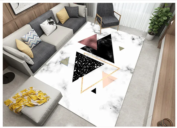 Геометрическая в нордическом стиле мраморный узор Коврик для гостиной Диванный кофейный столик коврик для спальни Подушечка Для Йоги прямоугольная прикроватная одеяло