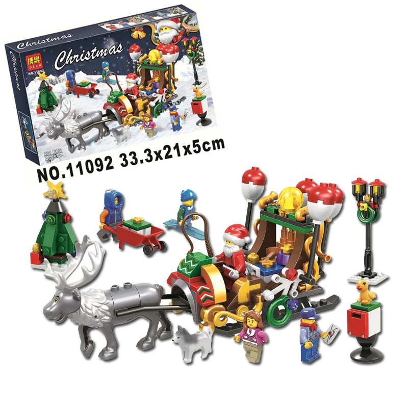 

2019 New Year Santa Claus Elk Go Send Christmas Gift Advent Calendar 221Pcs Building Blocks Toys Compatible with Legoings