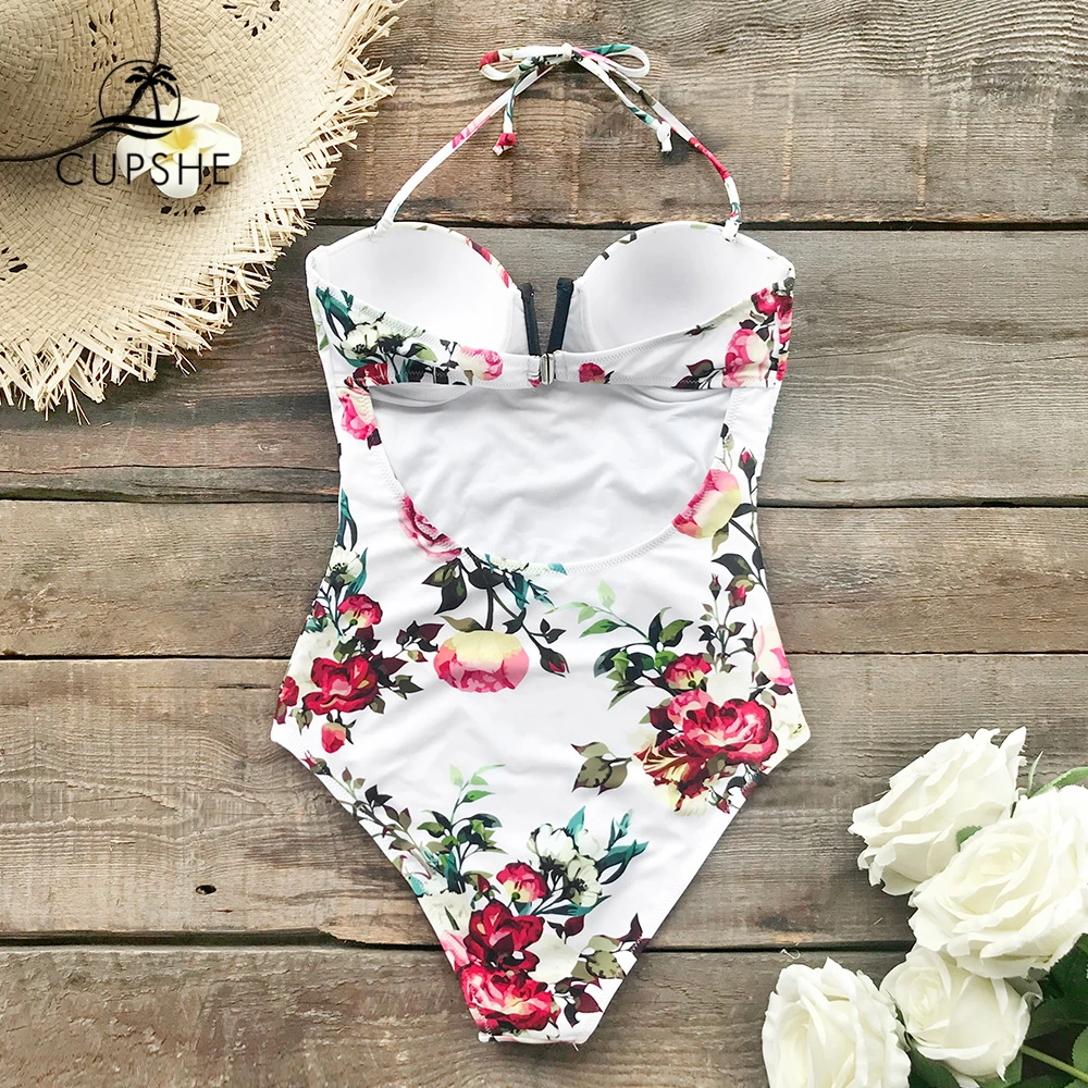 Kaufen CUPSHE Solide Teal Rüschen Einteiliges Badeanzug Frauen Sexy Monokini Badeanzüge 2019 Mädchen Klar Strand Bademode