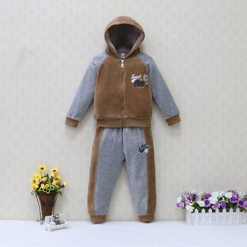 Goede Kinderen Velours Kleding Set Hoodie Lange Mouwen Rits Tops + Lange Broek 2 stuks set Baby Kleding Jongens 4 tot 7 jaar Kostuum 2019