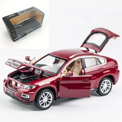 KIDAMI 1:32 сплава отступить литья под давлением X6 модель автомобиля со звуком светильник, для мальчиков коллекция игрушка в подарок для детей мальчиков игрушечные машинки siku - Цвет: Red-Box