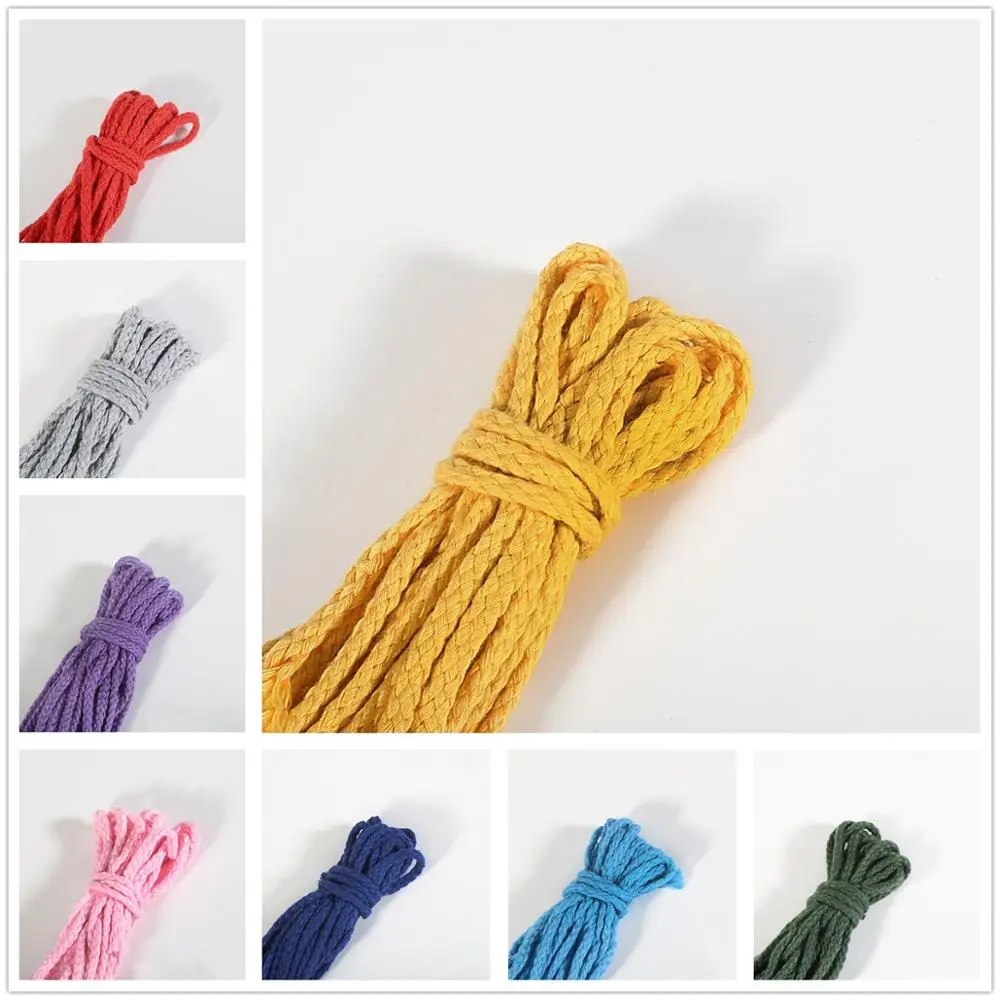 5 ярдов/мешок 6 мм хлопок полиэстер веревка ручной работы декоративная веревка для прозрачная бирка ремесло нить витой шнур веревка