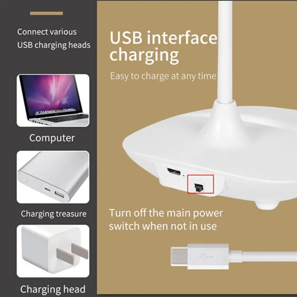 Q3 инновационный настольный ночник USB Перезаряжаемый Диммируемый светодиодный сенсорный Настольный свет 5 Вт 14 светодиодный Третий механизм затемнения настольная лампа для учебы