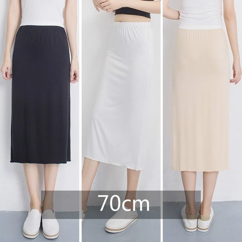 Summer Women Half Slips 40-70cm Loose Modal Underskirt White Black Nude Petticoat Short Midi Safety Skirt Soft 200-A811 Summer Women Half Slips 40-70cm Loose Modal Underskirt White Black Nude Petticoat Short Midi Safety Skirt Soft 200-A811
