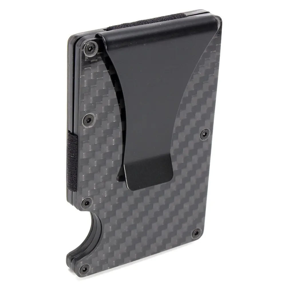 

2019 New Men Card Holder Slim Carbon Fiber Credit Card Holder Metal Wallet Anti Scan Function Hold Card Coins Cash Hot Selling