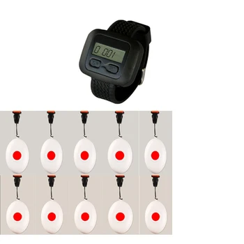 

special offer !wireless hotel calling service systems 10 one-button pagers 1 wrist watch Receiver