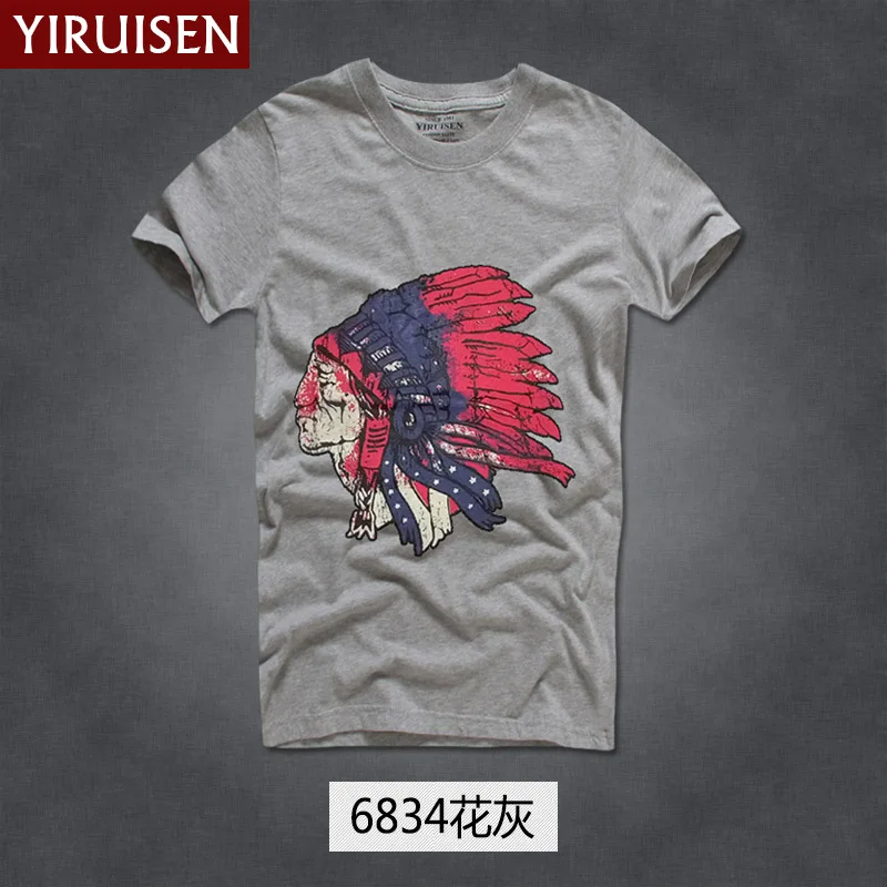 Стиль YiRuiSen короткая футболка мужская модная летняя брендовая одежда хлопок Американская футболка Топы футболки - Цвет: 6834