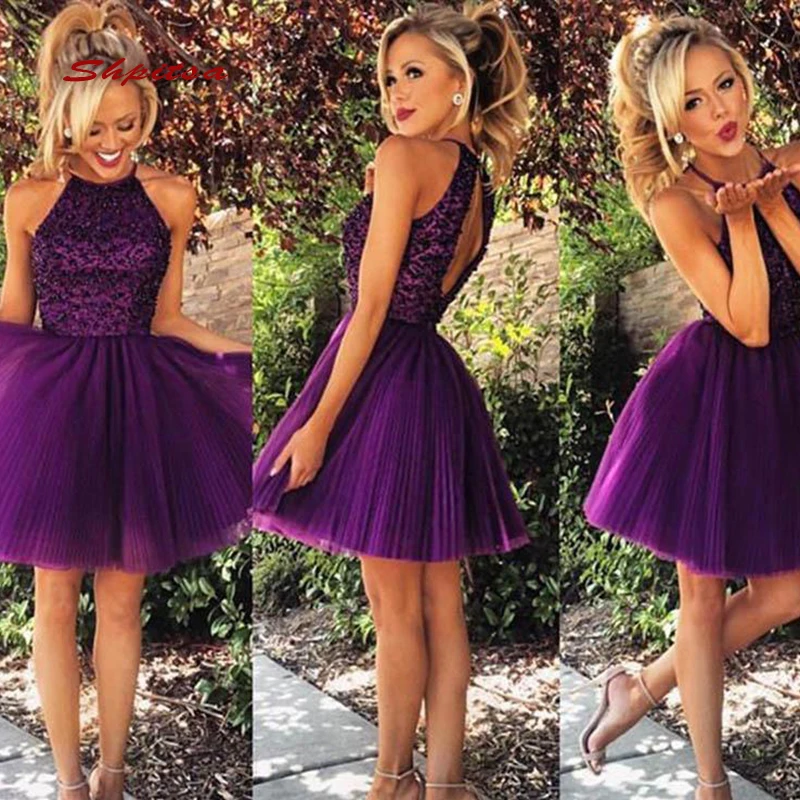 Purple Short Homecoming Dresses Mini ...