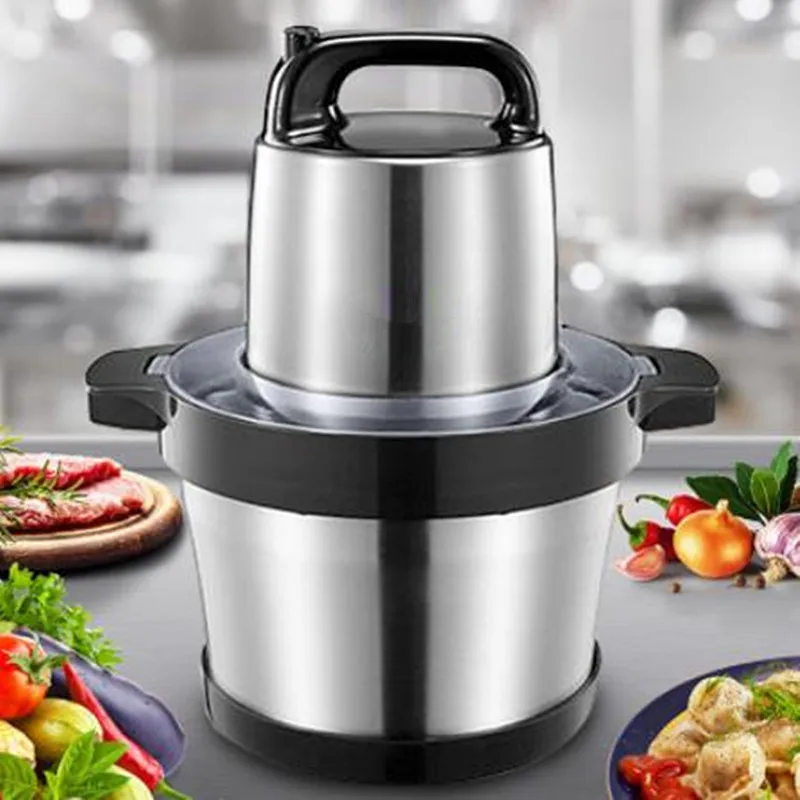 US $115.20 220V Multifunction Commercial Electric Meat Grinder 6L Stainless Steel Shell Automatic Electric Vegetable Meat Crusher Machine