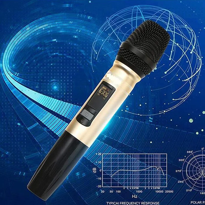 Ux2 Uhf Беспроводная микрофонная система ручной светодиодный микрофон Uhf динамик с портативным usb-приемником для Ktv Dj речевой усилитель Recordi