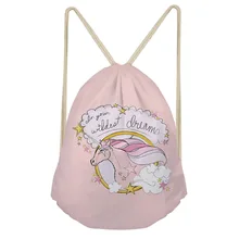 ThiKin Cute Unicorn Printed Drawstring Bags for Women Cartoons Animal Children Casual Backpacks Small Travel Bag Girls Boys