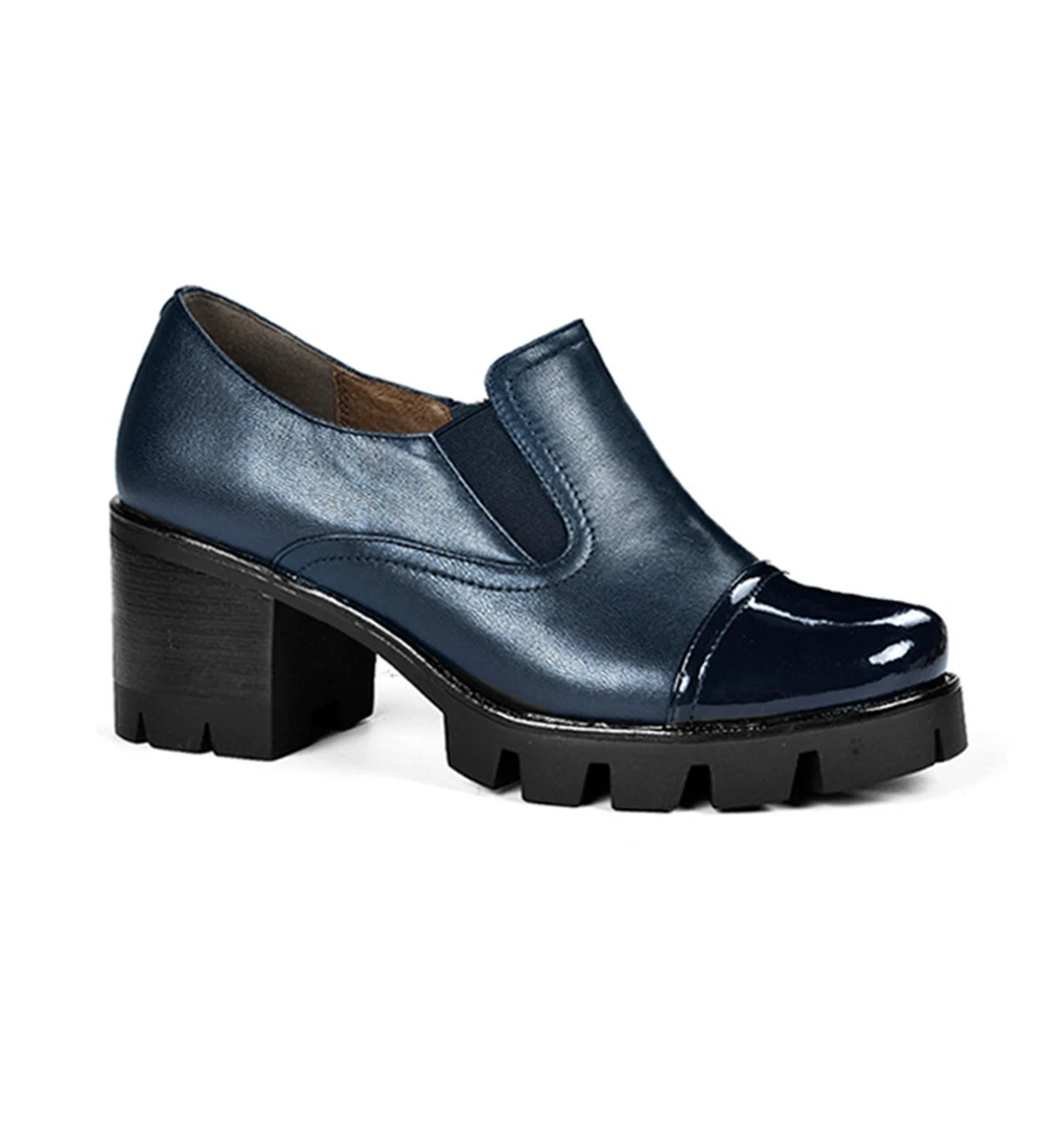 BALLEI/Модные женские Роскошные туфли-лодочки из высококачественной натуральной кожи с круглым носком на высоком квадратном каблуке; повседневные женские туфли-лодочки на мягкой платформе; D2