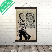 дешево! Граффити Bad Gril Scroll Живопись Холст Урожай Плакат и Отпечатки Wall Art Pictures Гостиная Спальня Лучший!