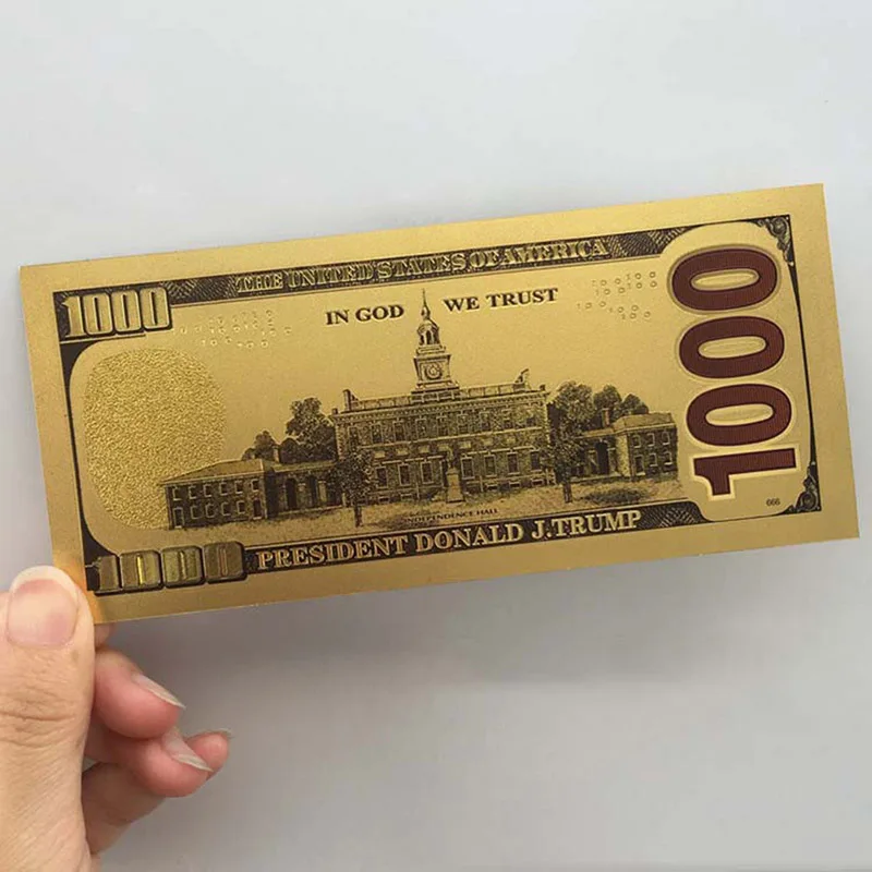 as picture Пластиковая памятная монета Трамп Золотая фольга банкнота Золотая фольга креативная памятная монета - Цвет: as picture