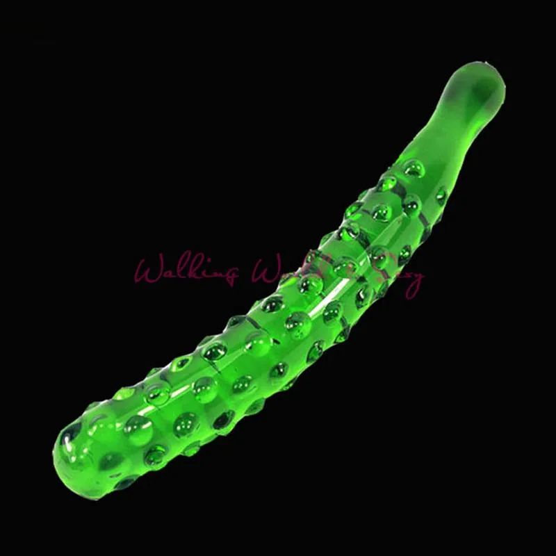 Unisex Green Cucumber Glass Dildo Crystal Penis Stick With Granule G-spot Masturbation Vagina Anal Sex Toys Adult Glass Massager (1)