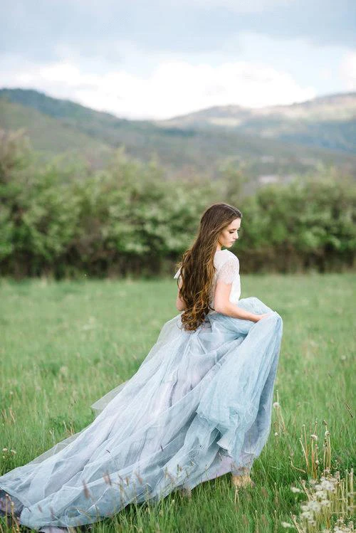 Фея Пляж Boho свадебный наряд 2019 Кружева Line мягкий тюль, рукав-крылышко юбки в богемном стиле, большого размера платье vestido de noiva