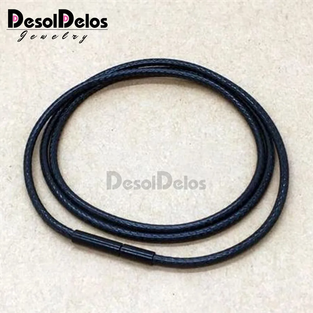 

1/1.5/2/ 3mm Leather Cord Black Necklace Cord Wax Rope Chain With Stainless Steel Clasp For Men Women DIY Necklace Jewelry 3pcs