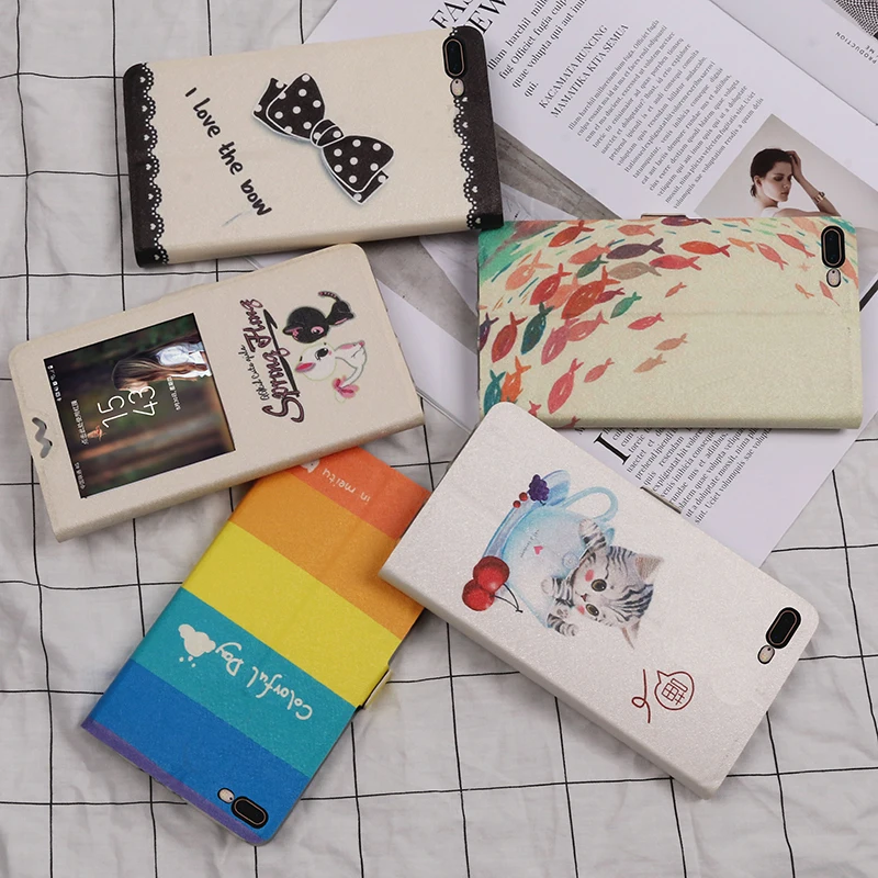Флип кейс с окошком для Huawei Honor V8 V9 V10 Play Painting fundas мультяшный защитный чехол